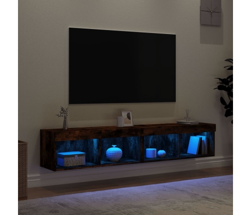 Muebles de TV con luces LED 2 uds roble ahumado 80x30x30 cm