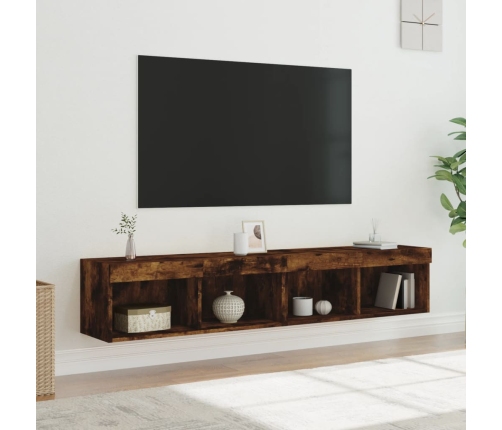 Muebles de TV con luces LED 2 uds roble ahumado 80x30x30 cm