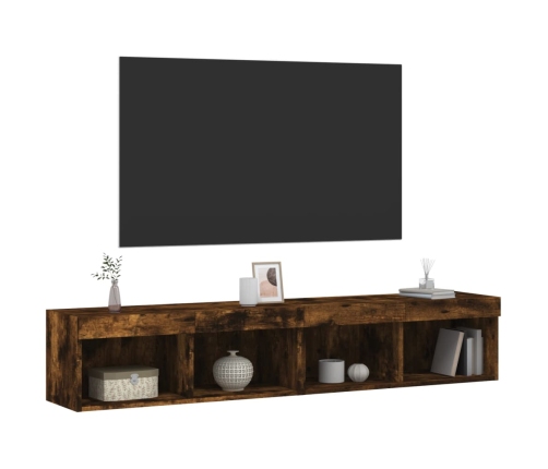 Muebles de TV con luces LED 2 uds roble ahumado 80x30x30 cm