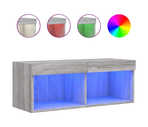 vidaXL Mueble para TV con luces LED gris Sonoma 80x30x30 cm