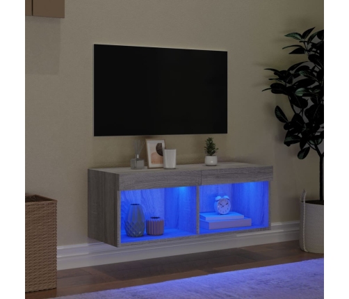 vidaXL Mueble para TV con luces LED gris Sonoma 80x30x30 cm