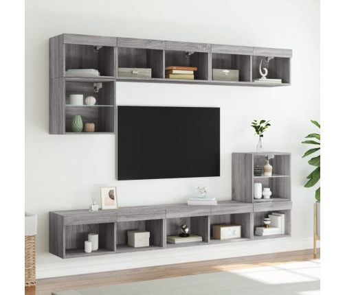 Mueble para TV con luces LED gris Sonoma 80x30x30 cm