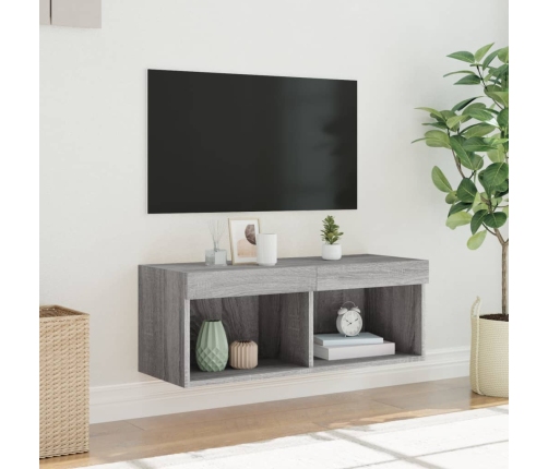 Mueble para TV con luces LED gris Sonoma 80x30x30 cm