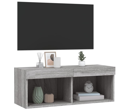 vidaXL Mueble para TV con luces LED gris Sonoma 80x30x30 cm