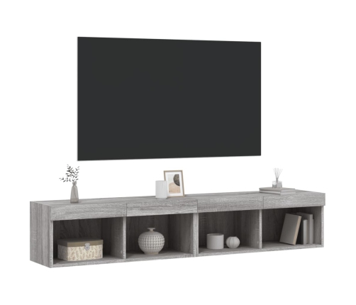 Muebles de TV con luces LED 2 uds gris Sonoma 80x30x30 cm