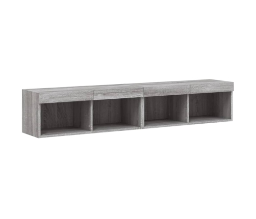 Muebles de TV con luces LED 2 uds gris Sonoma 80x30x30 cm