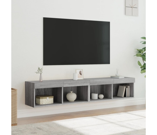 Muebles de TV con luces LED 2 uds gris Sonoma 80x30x30 cm