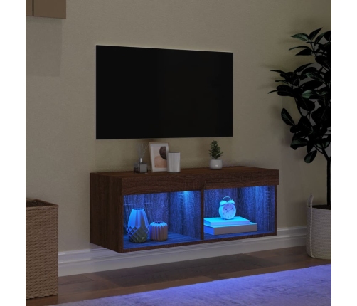 vidaXL Mueble para TV con luces LED roble marrón 80x30x30 cm