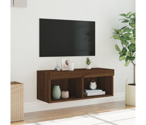 vidaXL Mueble para TV con luces LED roble marrón 80x30x30 cm