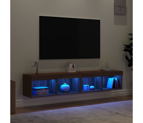 Muebles de TV con luces LED 2 uds marrón roble 80x30x30 cm