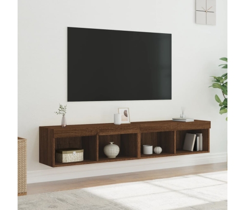 Muebles de TV con luces LED 2 uds marrón roble 80x30x30 cm