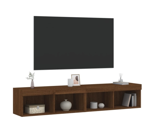 Muebles de TV con luces LED 2 uds marrón roble 80x30x30 cm