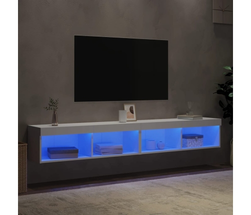 Muebles de TV con luces LED 2 uds blanco 100x30x30 cm