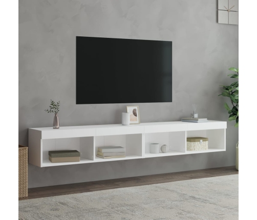 Muebles de TV con luces LED 2 uds blanco 100x30x30 cm