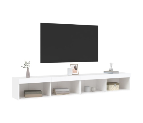 Muebles de TV con luces LED 2 uds blanco 100x30x30 cm