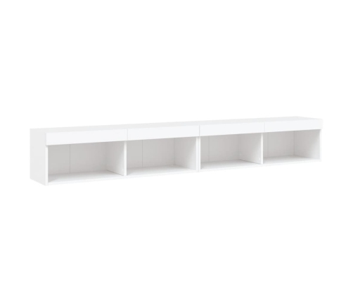 Muebles de TV con luces LED 2 uds blanco 100x30x30 cm