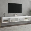 Muebles de TV con luces LED 2 uds blanco 100x30x30 cm