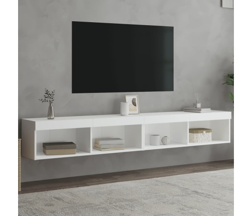 Muebles de TV con luces LED 2 uds blanco 100x30x30 cm