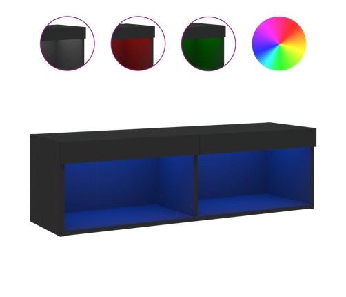 Mueble para TV con luces LED negro 100x30x30 cm