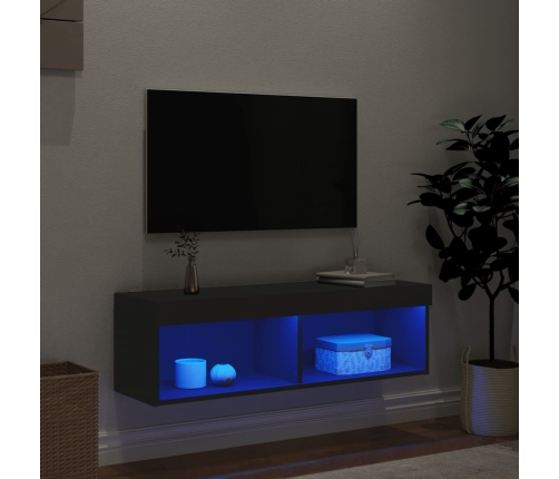 Mueble para TV con luces LED negro 100x30x30 cm