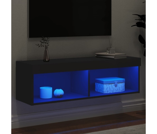 Mueble para TV con luces LED negro 100x30x30 cm