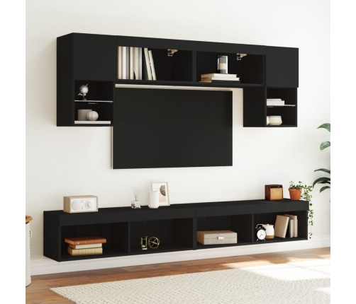 Mueble para TV con luces LED negro 100x30x30 cm