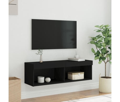 Mueble para TV con luces LED negro 100x30x30 cm