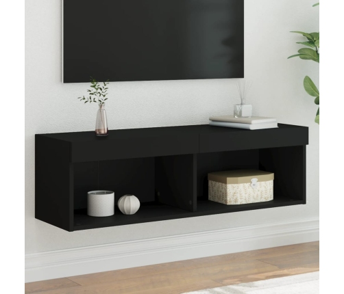 Mueble para TV con luces LED negro 100x30x30 cm