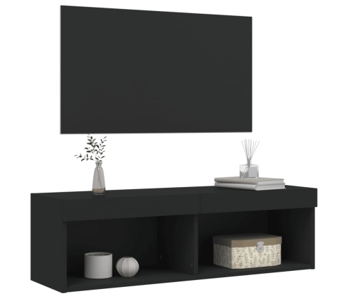 Mueble para TV con luces LED negro 100x30x30 cm