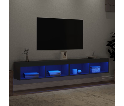 vidaXL Muebles de TV con luces LED 2 uds negro 100x30x30 cm