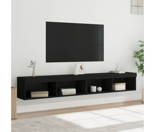 vidaXL Muebles de TV con luces LED 2 uds negro 100x30x30 cm