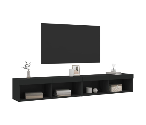 vidaXL Muebles de TV con luces LED 2 uds negro 100x30x30 cm