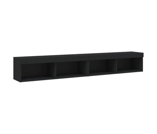 vidaXL Muebles de TV con luces LED 2 uds negro 100x30x30 cm