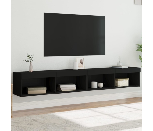 vidaXL Muebles de TV con luces LED 2 uds negro 100x30x30 cm