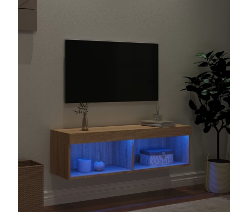 Mueble para TV con luces LED roble Sonoma 100x30x30 cm