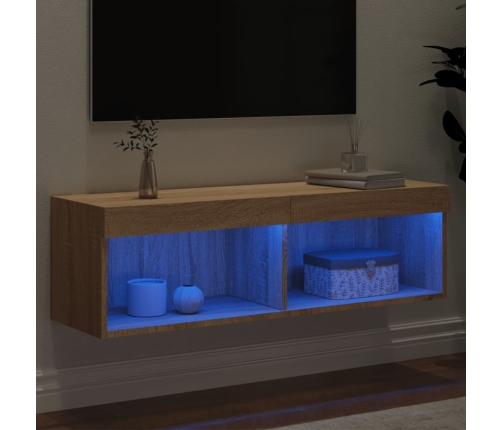 Mueble para TV con luces LED roble Sonoma 100x30x30 cm