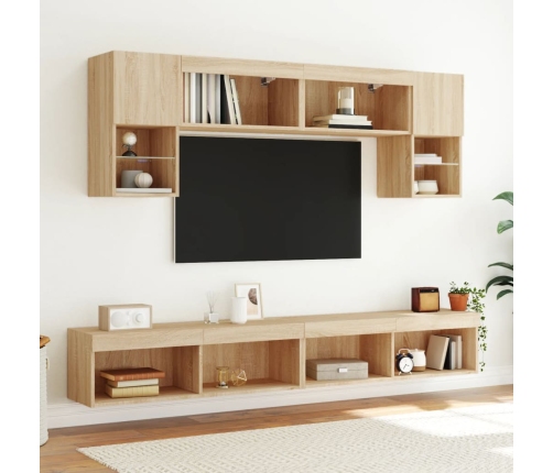 Mueble para TV con luces LED roble Sonoma 100x30x30 cm