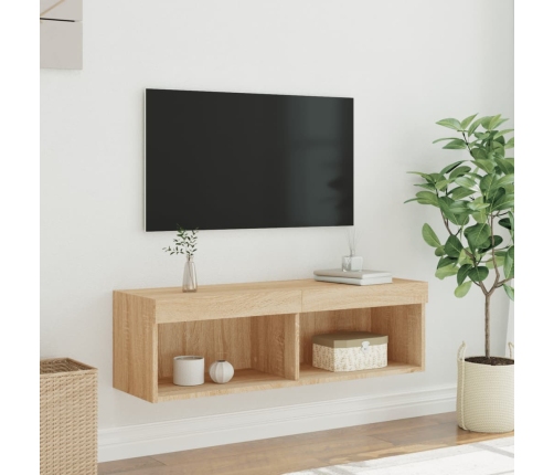 Mueble para TV con luces LED roble Sonoma 100x30x30 cm