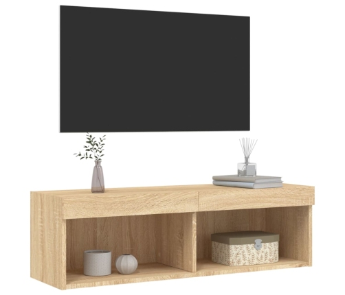 Mueble para TV con luces LED roble Sonoma 100x30x30 cm