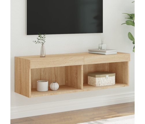 Mueble para TV con luces LED roble Sonoma 100x30x30 cm