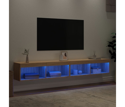 Muebles de TV con luces LED 2 uds roble Sonoma 100x30x30 cm