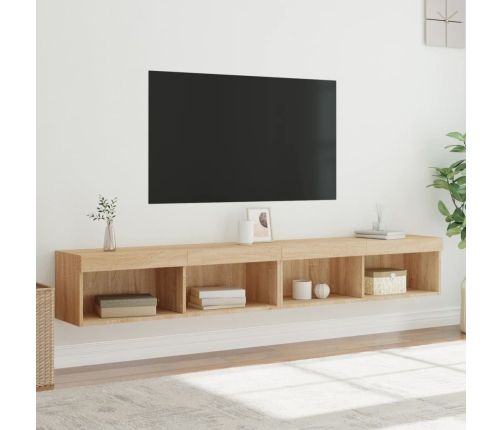 Muebles de TV con luces LED 2 uds roble Sonoma 100x30x30 cm