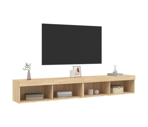 Muebles de TV con luces LED 2 uds roble Sonoma 100x30x30 cm