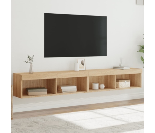 Muebles de TV con luces LED 2 uds roble Sonoma 100x30x30 cm