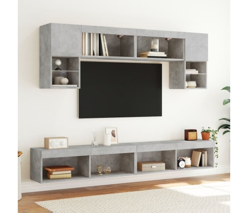 Muebles de TV con luces LED 2 uds gris hormigón 100x30x30 cm