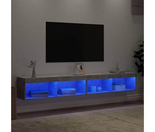 Muebles de TV con luces LED 2 uds gris hormigón 100x30x30 cm