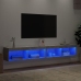 Muebles de TV con luces LED 2 uds gris hormigón 100x30x30 cm