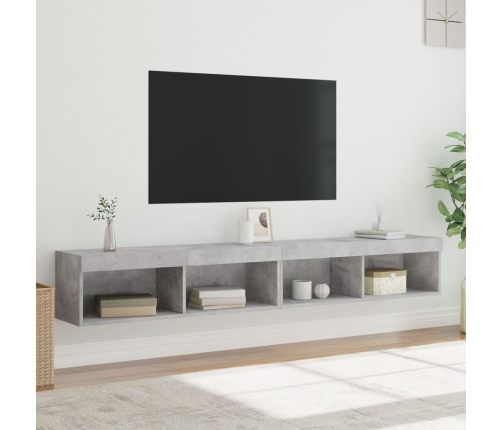 Muebles de TV con luces LED 2 uds gris hormigón 100x30x30 cm