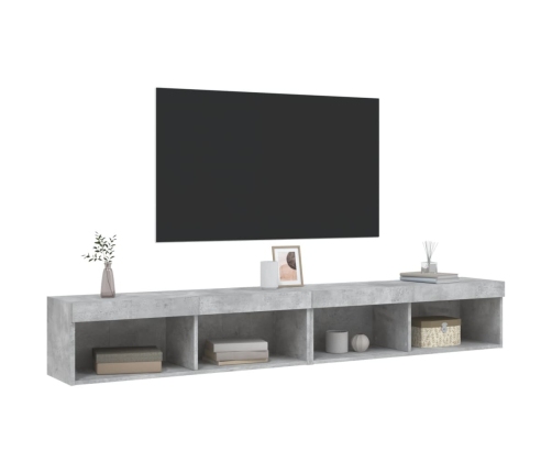 Muebles de TV con luces LED 2 uds gris hormigón 100x30x30 cm