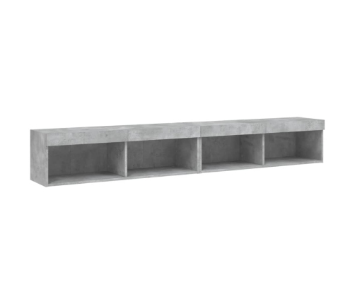 Muebles de TV con luces LED 2 uds gris hormigón 100x30x30 cm